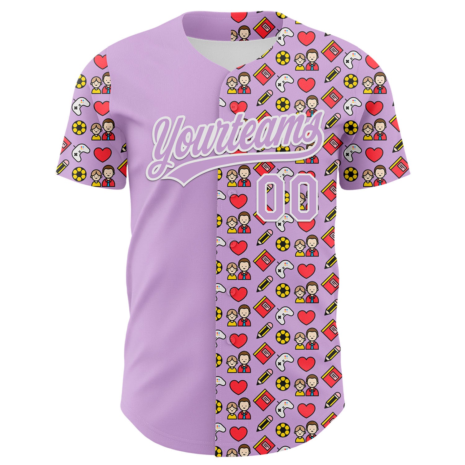 Custom Light Purple White 3D Pattern Design Father's Day Family Love Authentic Baseball Jersey