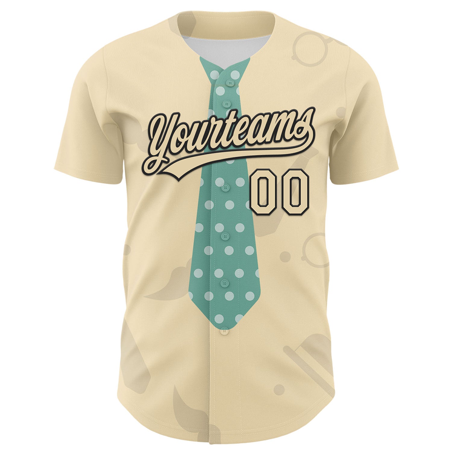 Custom Cream Black 3D Pattern Design Father's Day Tie Authentic Baseball Jersey