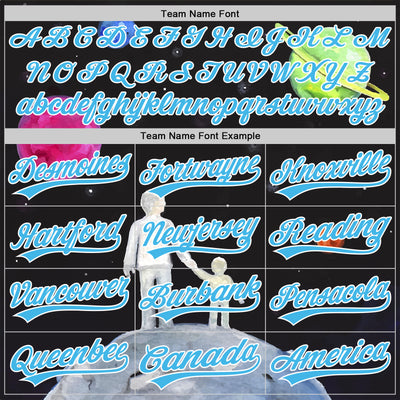 Custom Black Sky Blue-White 3D Pattern Design Father's Day Family Love Authentic Baseball Jersey