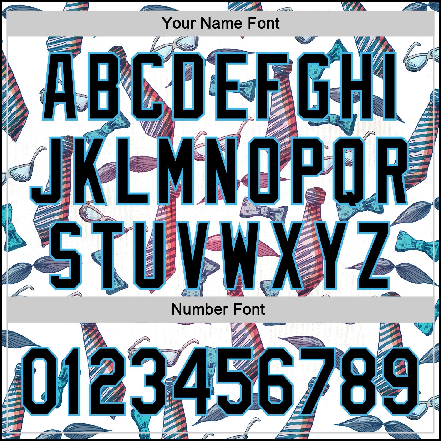 Custom White Black-Sky Blue 3D Pattern Design Father's Day Mustache And Tie Authentic Baseball Jersey