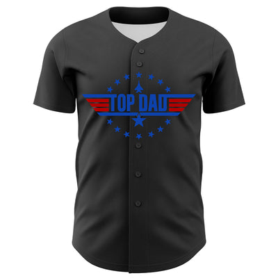 Custom Olive Thunder Blue-Red 3D Pattern Design Father's Day Top Dad Authentic Baseball Jersey