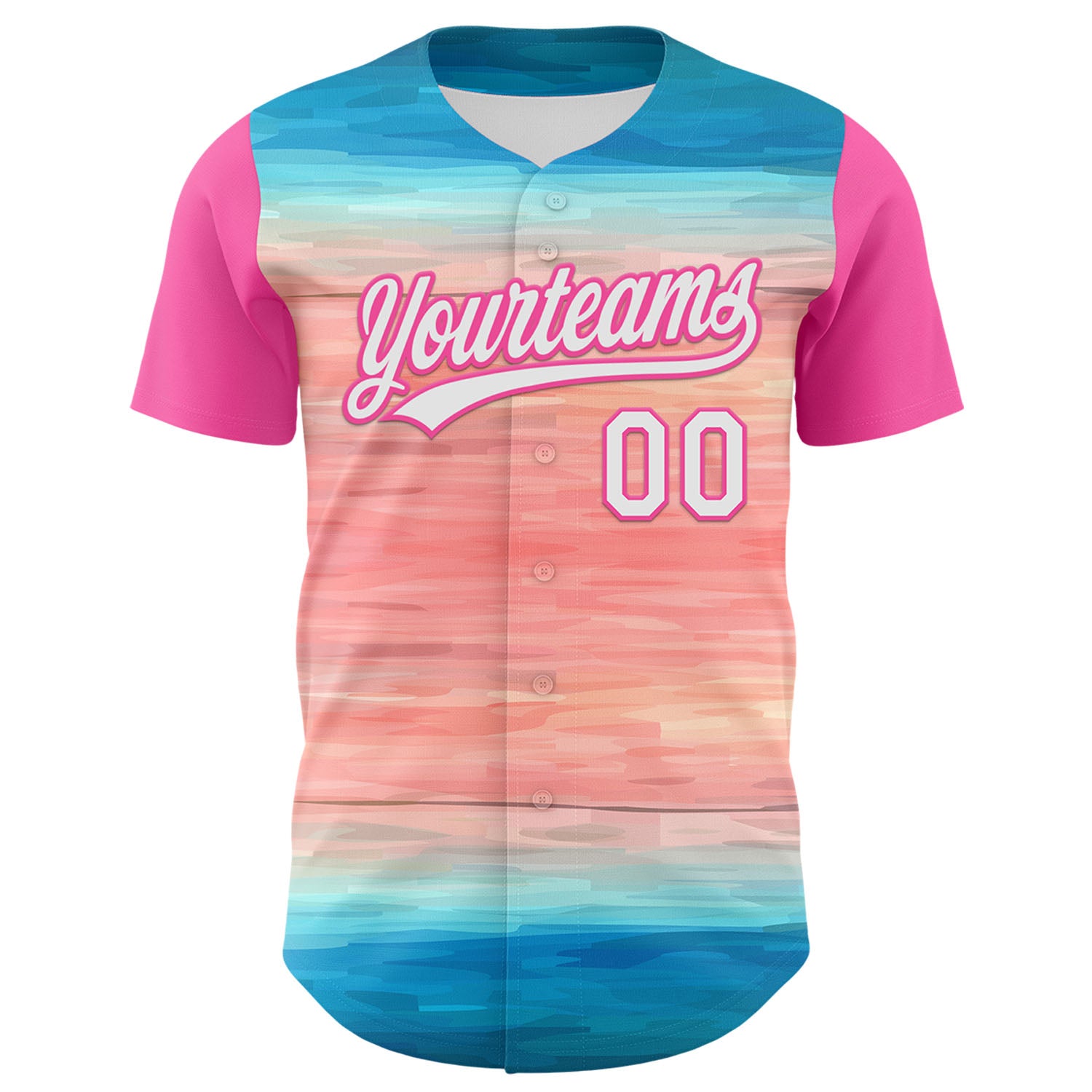 Custom Sky Blue White-Pink 3D Pattern Design Mother's Day Love Authentic Baseball Jersey