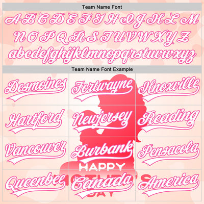 Custom Cream White-Pink 3D Pattern Design Mother's Day Family Love Authentic Baseball Jersey