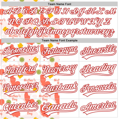 Custom White Red 3D Pattern Design Mother's Day Love Authentic Baseball Jersey