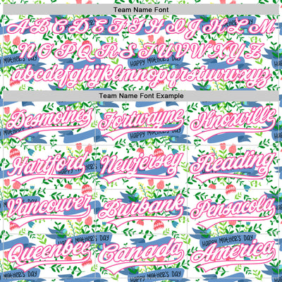 Custom White Pink 3D Pattern Design Mother's Day Flower Authentic Baseball Jersey