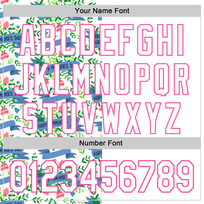 Custom White Pink 3D Pattern Design Mother's Day Flower Authentic Baseball Jersey