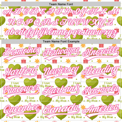 Custom White Pink 3D Pattern Design Mother's Day Love Authentic Baseball Jersey