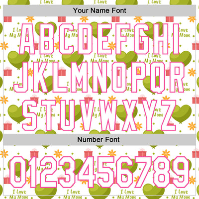 Custom White Pink 3D Pattern Design Mother's Day Love Authentic Baseball Jersey