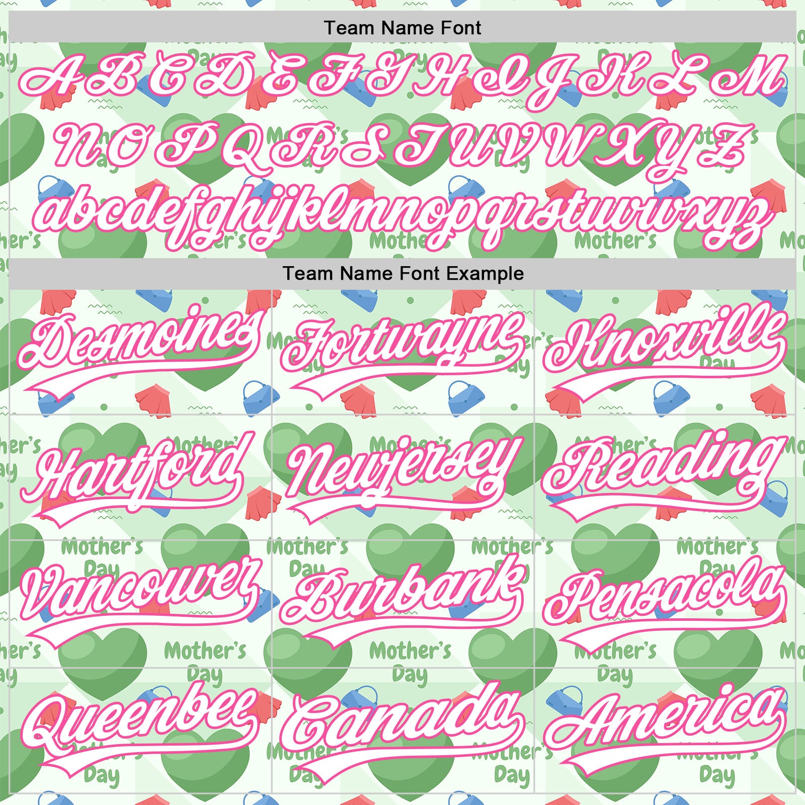 Custom Green White-Pink 3D Pattern Design Mother's Day Love Authentic Baseball Jersey
