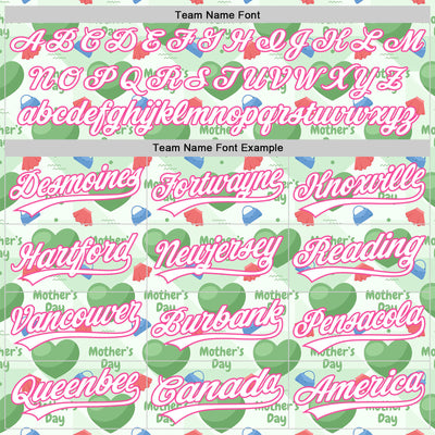 Custom Green White-Pink 3D Pattern Design Mother's Day Love Authentic Baseball Jersey