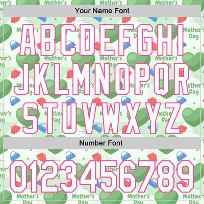 Custom Green White-Pink 3D Pattern Design Mother's Day Love Authentic Baseball Jersey