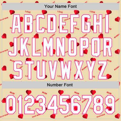 Custom Cream White-Pink 3D Pattern Design Mother's Day Love Authentic Baseball Jersey