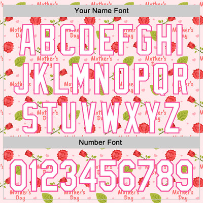 Custom Light Pink White-Pink 3D Pattern Design Mother's Day Flower Authentic Baseball Jersey