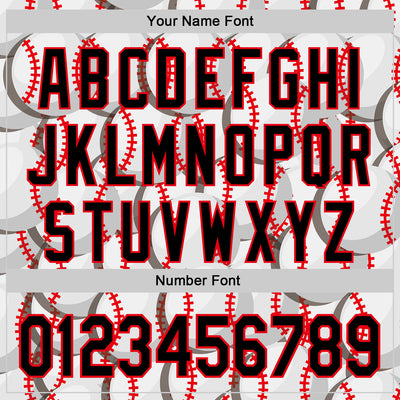 Custom White Black-Fire Red Comic Doodle Ballgame 3D Pattern Design Authentic Baseball Jersey
