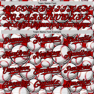 Custom Red Black-White Comic Doodle Ballgame 3D Pattern Design Authentic Baseball Jersey