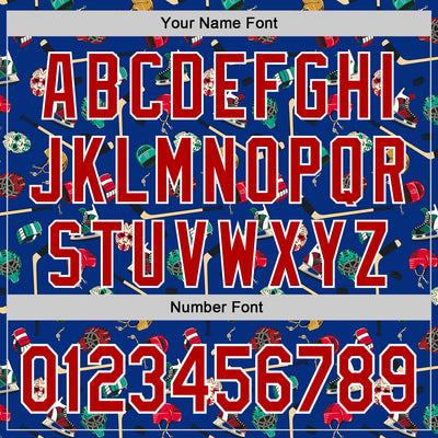 Custom Royal Red-White Comic Doodle Ballgame 3D Pattern Design Authentic Baseball Jersey