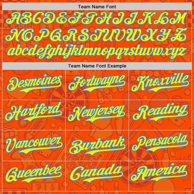 Custom Orange Light Yellow-Electric Blue Comic Doodle Ballgame 3D Pattern Design Authentic Baseball Jersey