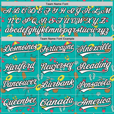 Custom Aqua White-Black 3D Hawaii Tropical Palm Tree And Beach Authentic Baseball Jersey