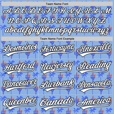 Custom Light Blue White-Black 3D Hawaii Tropical Palm Tree And Cactus Authentic Baseball Jersey