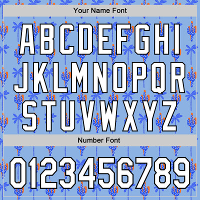 Custom Light Blue White-Black 3D Hawaii Tropical Palm Tree And Cactus Authentic Baseball Jersey