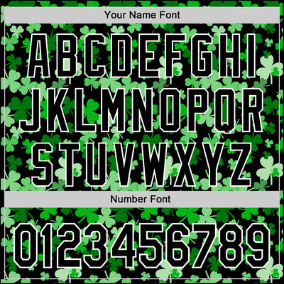 Custom Black White 3D St. Patrick's Day Shamrock Authentic Baseball Jersey