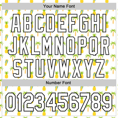 Custom White Black 3D Hawaii Tropical Palm Tree And Fruit Pineapple Authentic Baseball Jersey