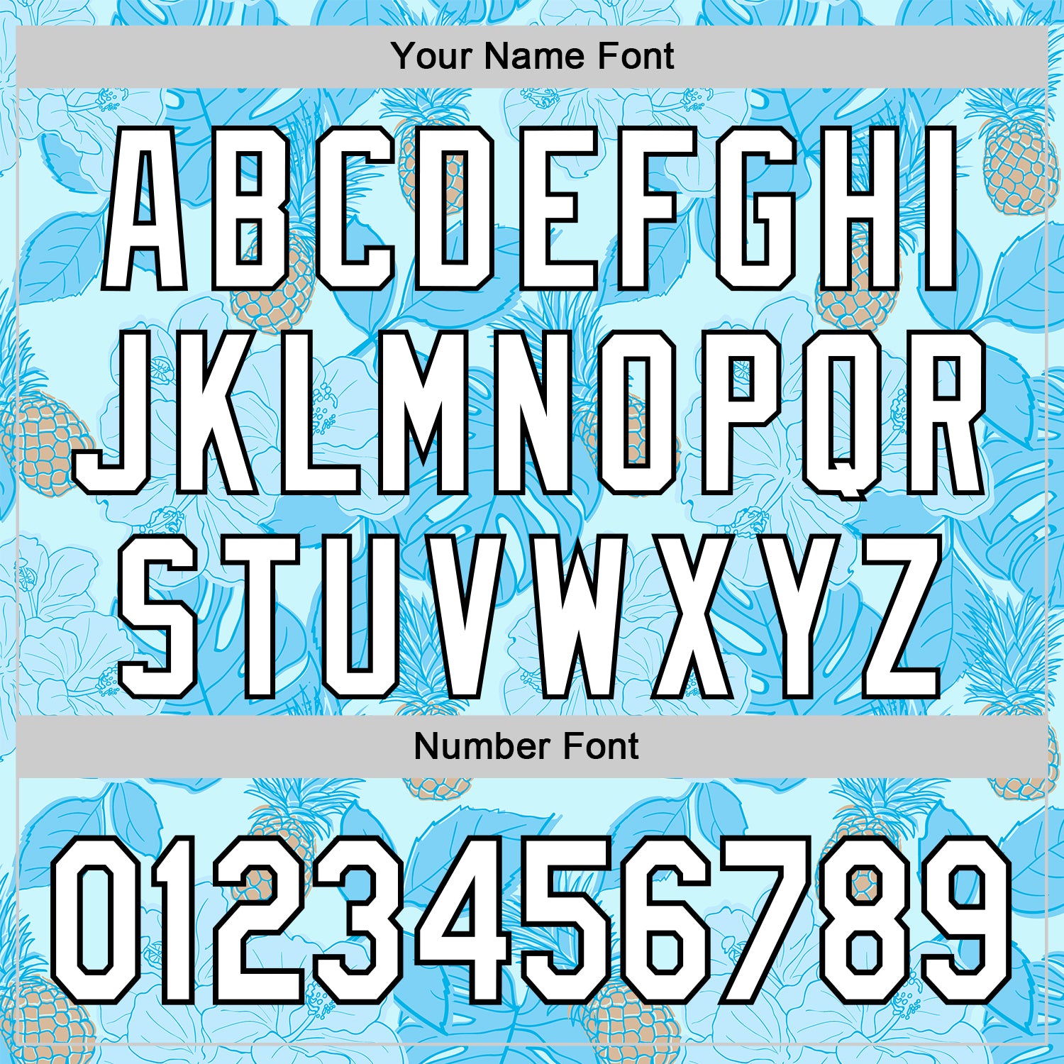 Custom Ice Blue White-Black 3D Hawaii Tropical Palm Leaves And Fruit Pineapple Authentic Baseball Jersey