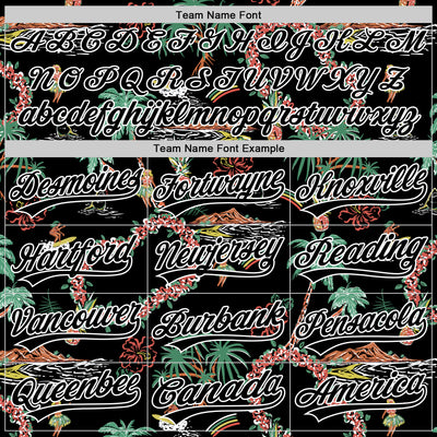 Custom Black White 3D Hawai Island Tropical Palm Tree And Flower Authentic Baseball Jersey