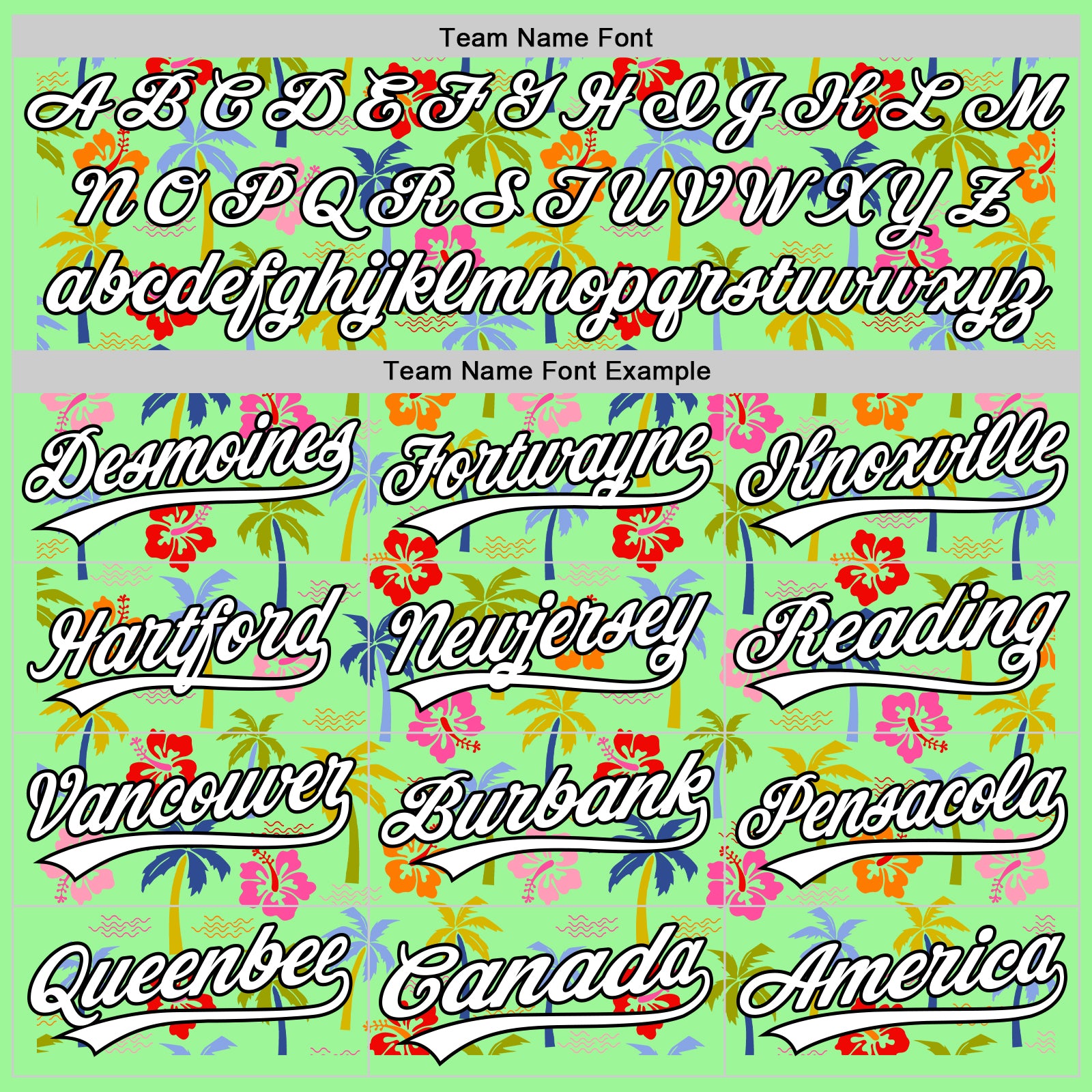 Custom Pea Green White-Black 3D Hawai Tropical Palm Tree And Flower Authentic Baseball Jersey