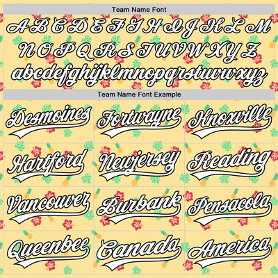 Custom Yellow White-Black 3D Hawaii Tropical Palm Leaves And Fruit Pineapple Authentic Baseball Jersey