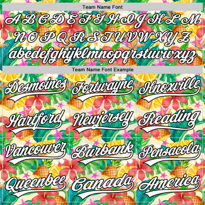 Custom Yellow White-Black 3D Hawaii Tropical Palm Leaves Flower And Fruit Pineapple Authentic Baseball Jersey