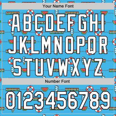 Custom Sky Blue White-Black 3D Hawaii Summer Fruit Watermelon Authentic Baseball Jersey