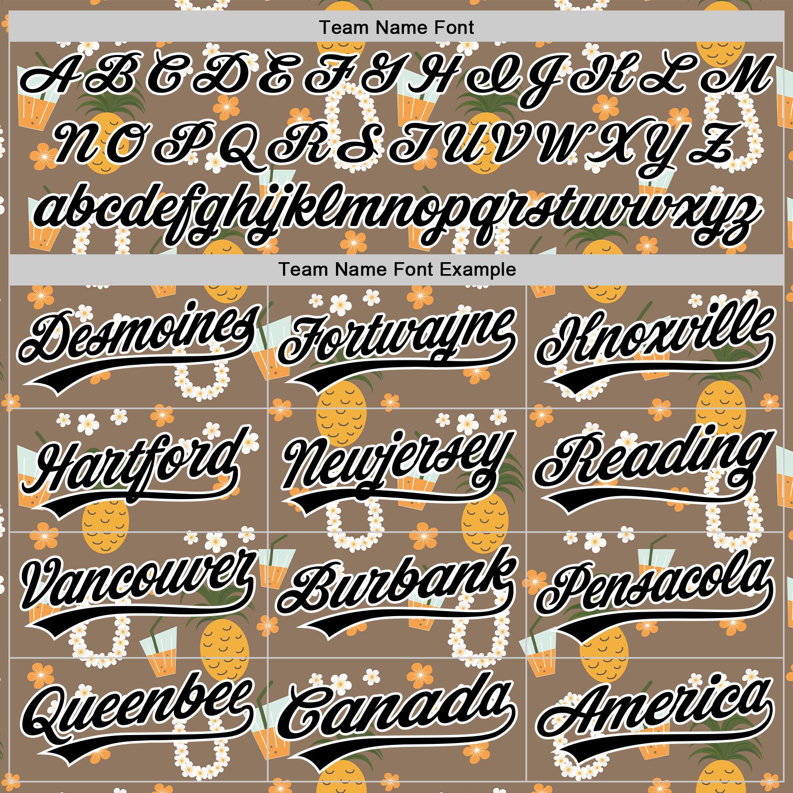 Custom Brown Black-White 3D Hawaii Flower And Fruit Pineapple Authentic Baseball Jersey