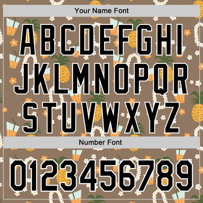 Custom Brown Black-White 3D Hawaii Flower And Fruit Pineapple Authentic Baseball Jersey