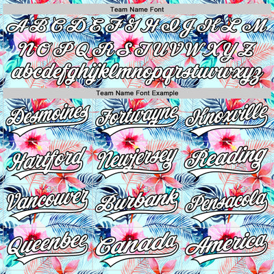 Custom Ice Blue White-Black 3D Hawaii Tropical Palm Leaves And Flower Authentic Baseball Jersey