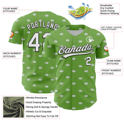 Custom Green White-Black 3D Hawaii Fruit Lemon Authentic Baseball Jersey