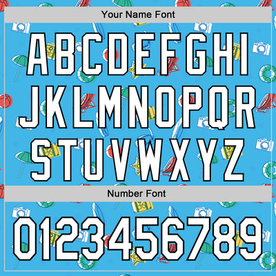 Custom Sky Blue White-Black 3D Hawaii Beach Holiday Authentic Baseball Jersey