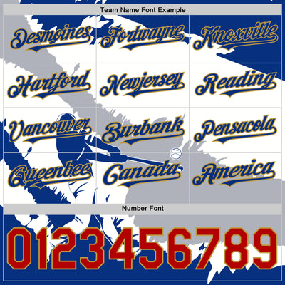 Custom Royal Gray Old Gold-Red 3D El Salvador El Salvadoran Flag Authentic Baseball Jersey