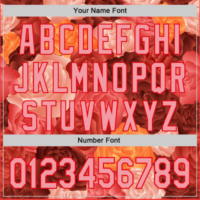 Custom Red Medium Pink-Fire Red 3D Ambartive Rose Pattern Authentic Baseball Jersey