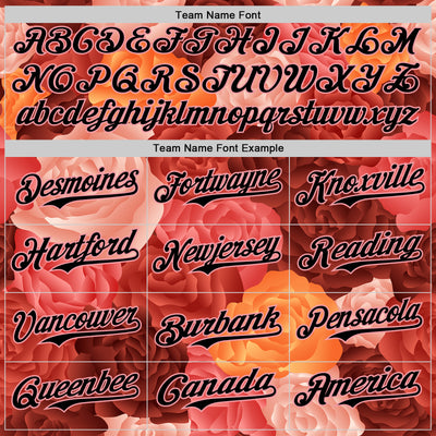 Custom Red Black-Medium Pink 3D Ambartive Rose Pattern Authentic Baseball Jersey
