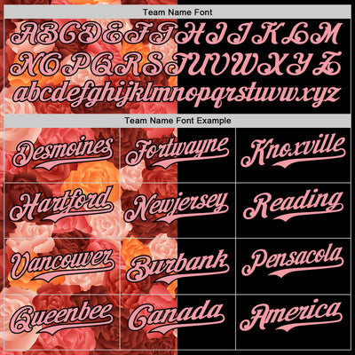 Custom Black Medium Pink 3D Ambartive Rose Pattern Authentic Baseball Jersey
