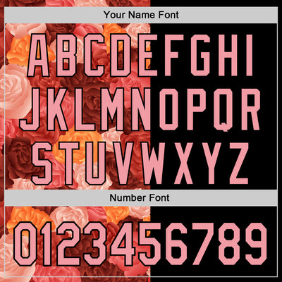 Custom Black Medium Pink 3D Ambartive Rose Pattern Authentic Baseball Jersey