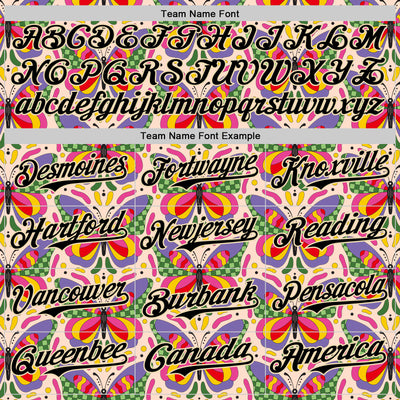 Custom Pink Black-Cream 3D Ambartive Butterfly Pattern Authentic Baseball Jersey