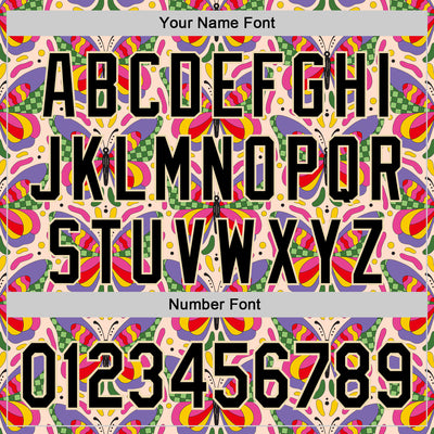 Custom Pink Black-Cream 3D Ambartive Butterfly Pattern Authentic Baseball Jersey