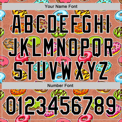 Custom Brown Black-White 3D Pattern Design Foodie Food Dessert Doughnut Authentic Baseball Jersey