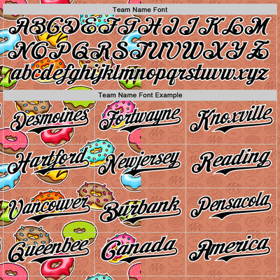 Custom Brown Black-White 3D Pattern Design Foodie Food Dessert Doughnut Authentic Baseball Jersey