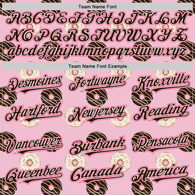 Custom Light Pink Brown-Neon Pink 3D Pattern Design Foodie Food Dessert Doughnut Authentic Baseball Jersey