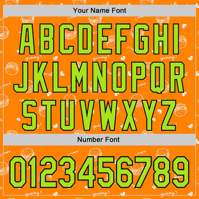 Custom Bay Orange Neon Green-Black 3D Pattern Design Foodie Fast Food Burger Authentic Baseball Jersey