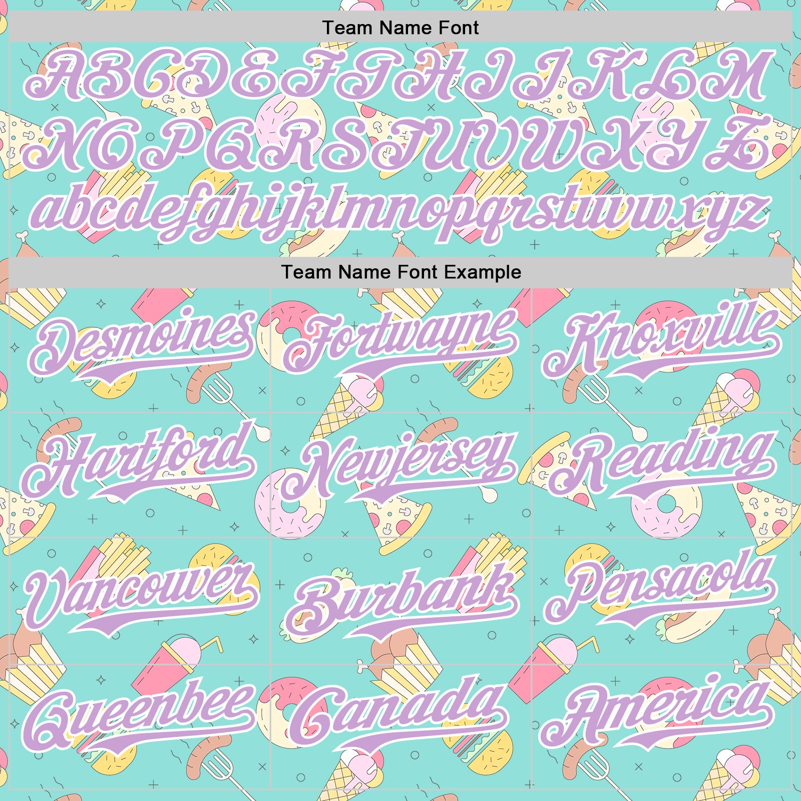 Custom Ice Blue Light Purple-White 3D Pattern Design Foodie Fast Food Burger Fries Pizza Authentic Baseball Jersey