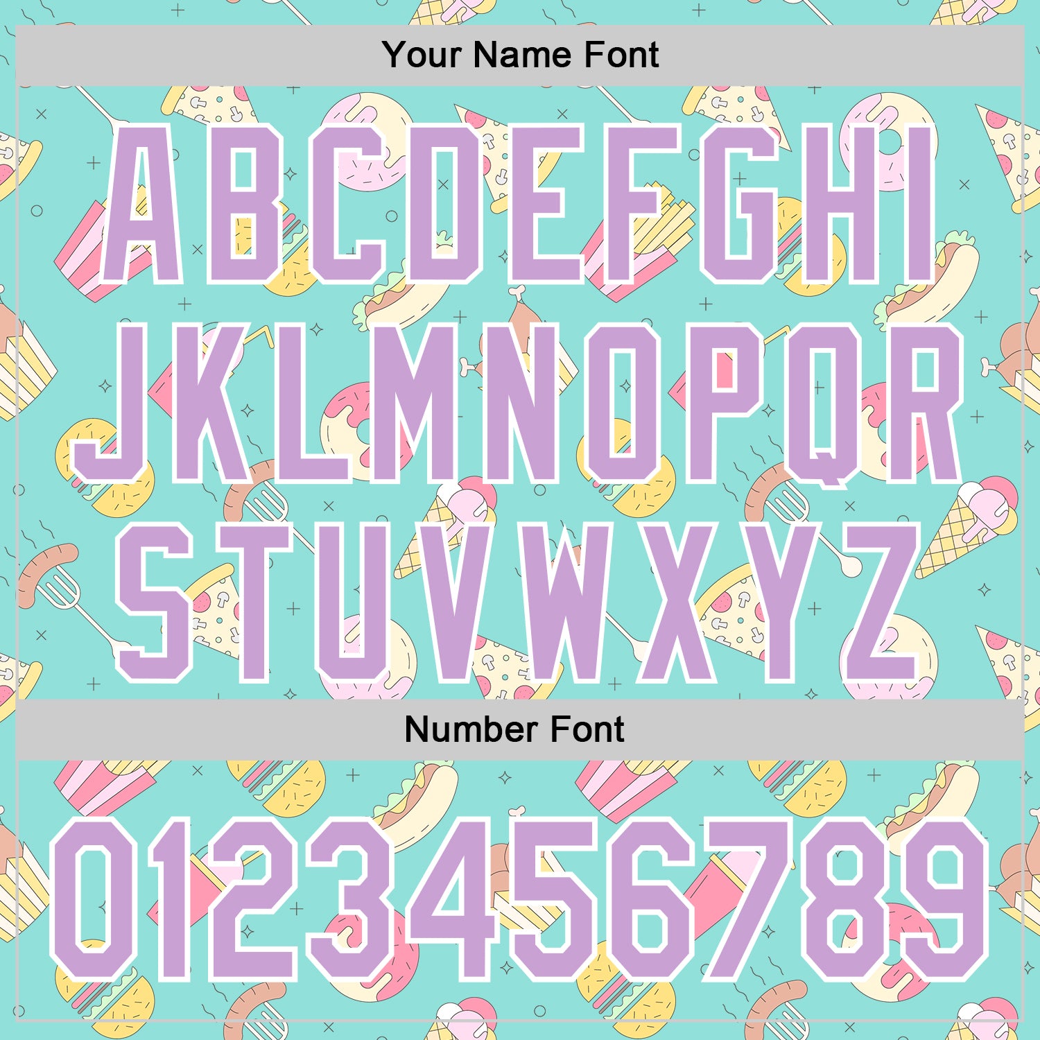 Custom Ice Blue Light Purple-White 3D Pattern Design Foodie Fast Food Burger Fries Pizza Authentic Baseball Jersey